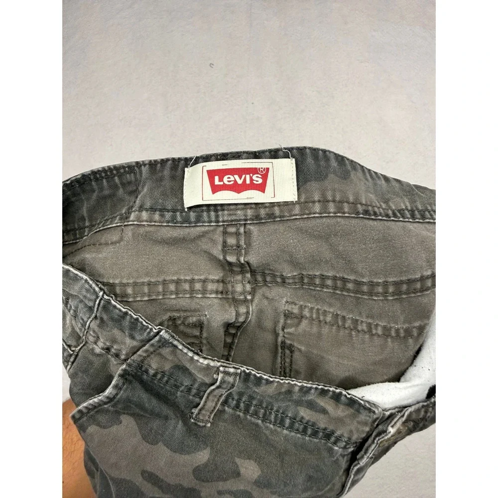 Levis Boys Camo Cargo Pants Grey Charcoal Straight Leg Size 14 Reg 27x27